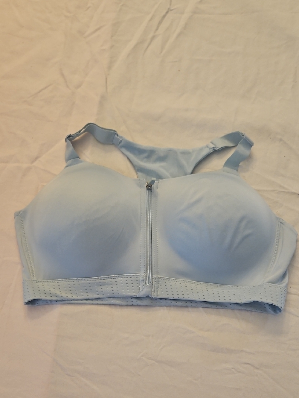 Layer 8 Light Blue Front-Zip Sports Bra